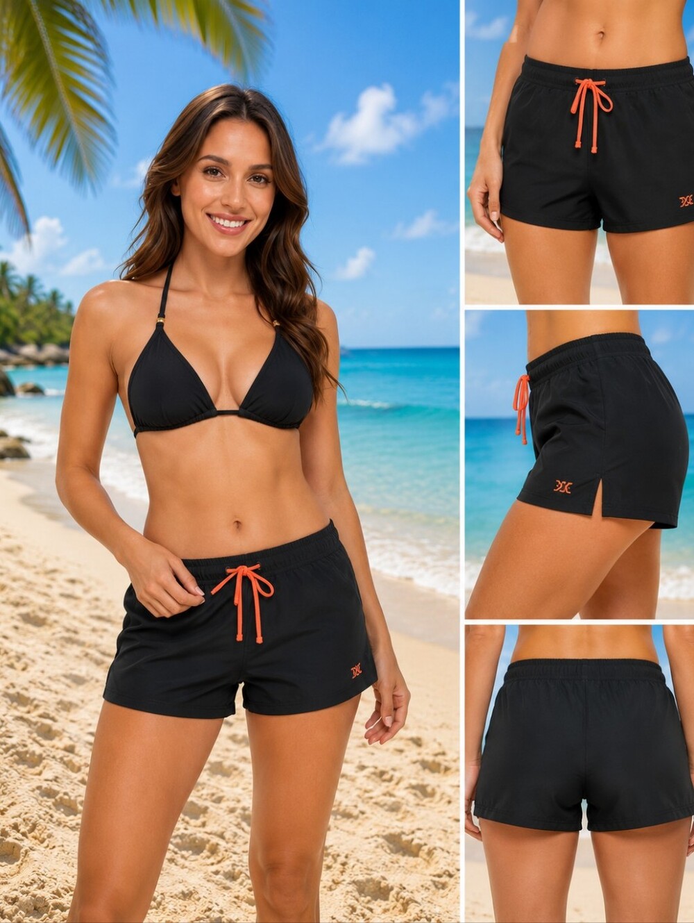 7X Swim Black Swim Shorts Size 10 Adjustable Drawstring Beach SwimweareBay